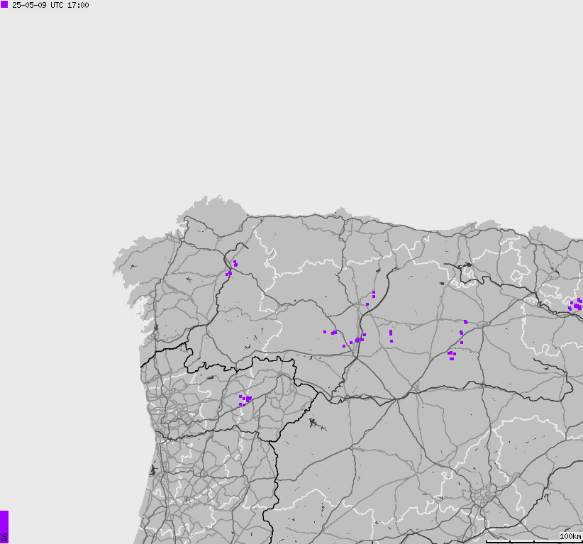 Map of lightnings Spain, Portugal