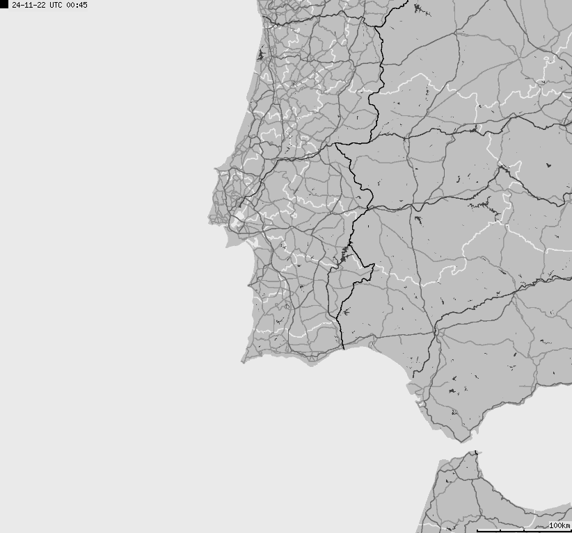 Mapa wyładowań atmosferycznych Hiszpanii, Portugalii