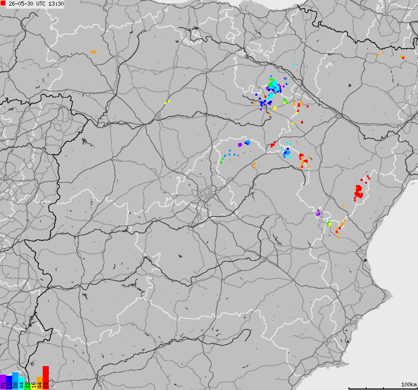 Map of lightnings Spain, Portugal