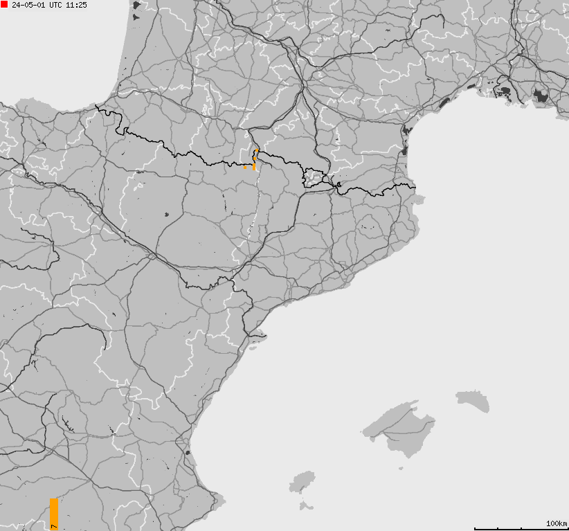 Map of lightnings Spain, Portugal