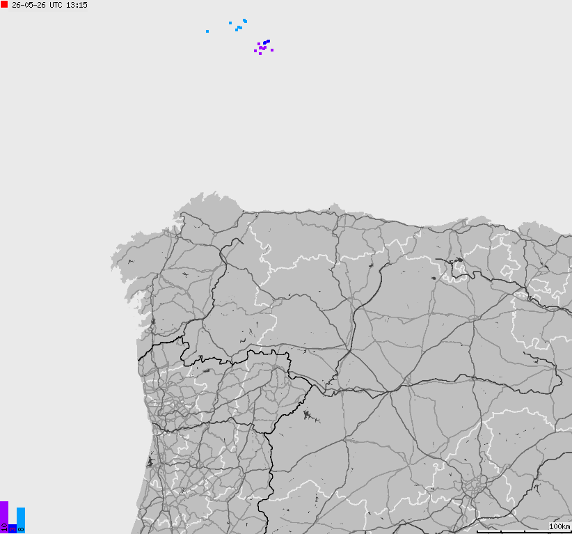 Map of lightnings Spain, Portugal