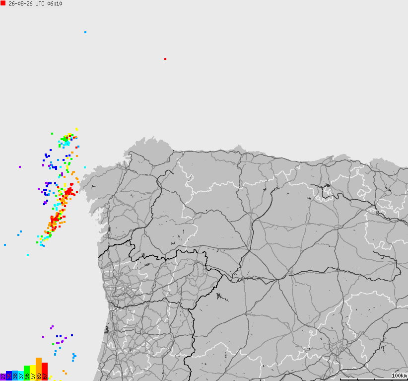Map of lightnings Spain, Portugal