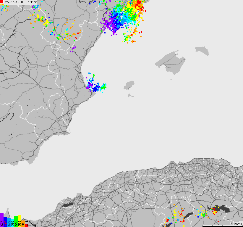 Map of lightnings Spain, Portugal
