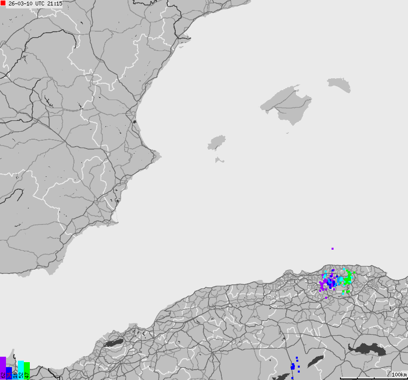 Mapa wyładowań atmosferycznych Hiszpanii, Portugalii