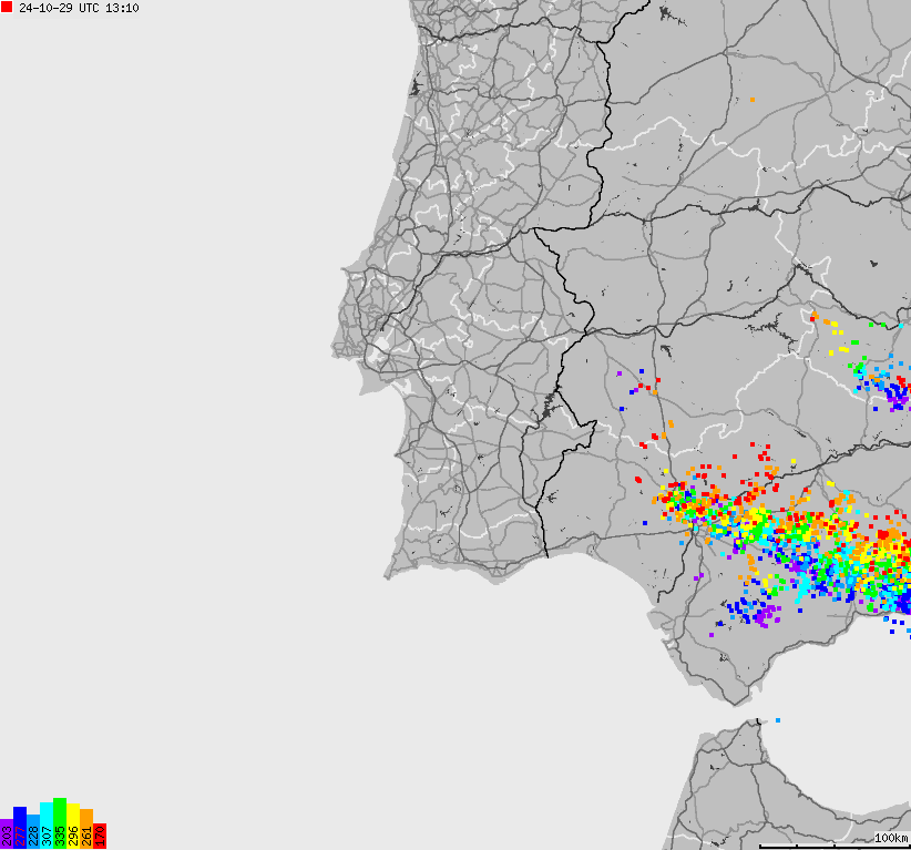 Map of lightnings Spain, Portugal