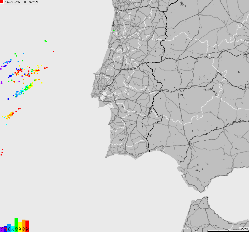 Map of lightnings Spain, Portugal