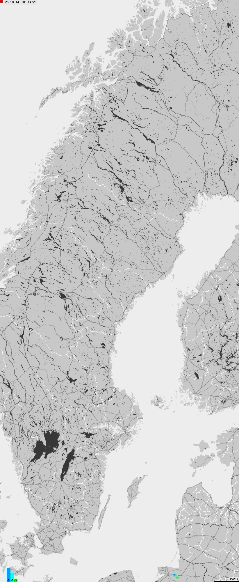 Map of lightnings across Sweden
