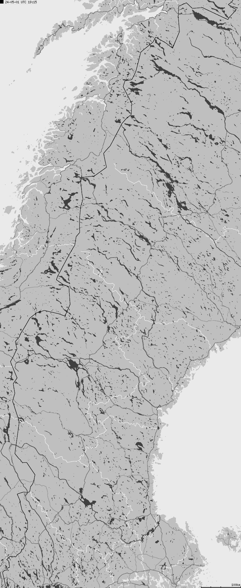 Mapa wyładowań atmosferycznych na obszarze Szwecji