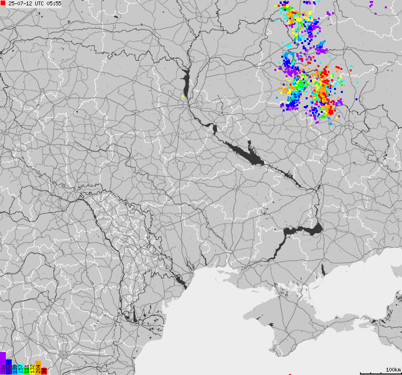 Map of lightnings Ukraine