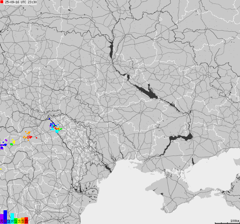 Map of lightnings Ukraine