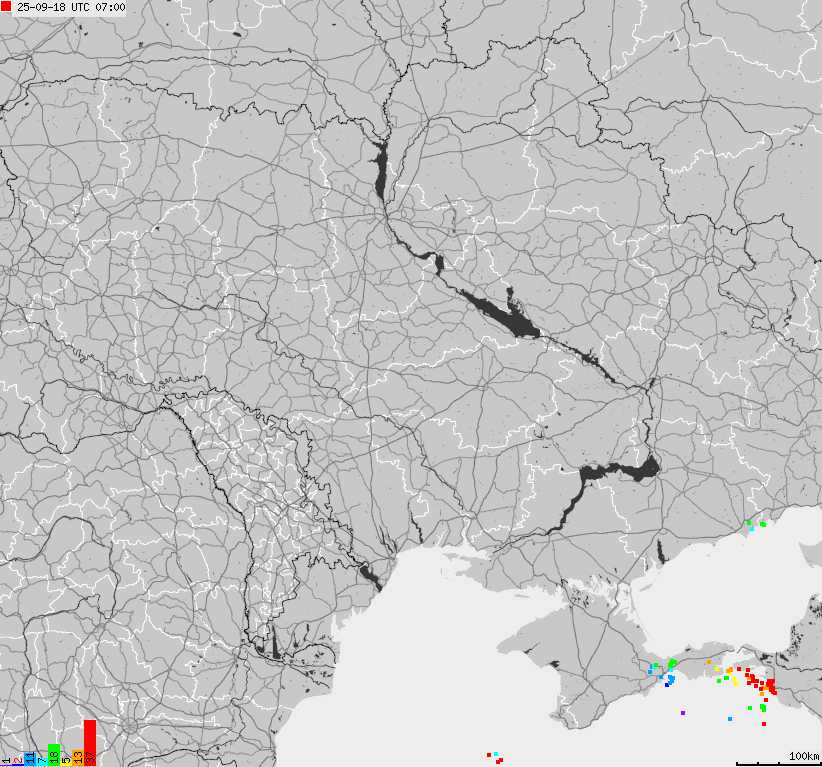 Map of lightnings Ukraine