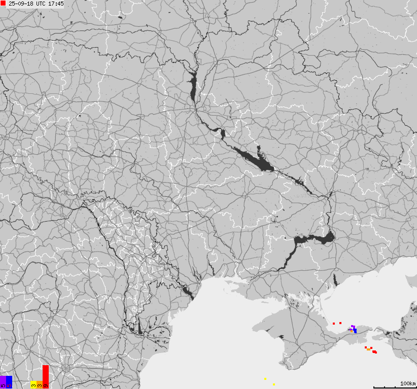 Map of lightnings Ukraine