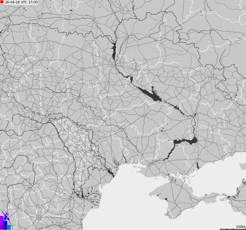 Mapa wyładowań atmosferycznych Ukrainy