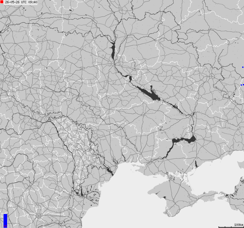 Mapa wyładowań atmosferycznych Ukrainy