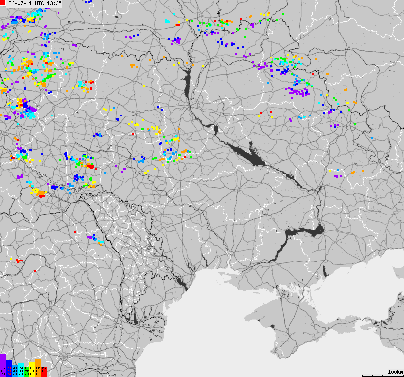 Map of lightnings Ukraine