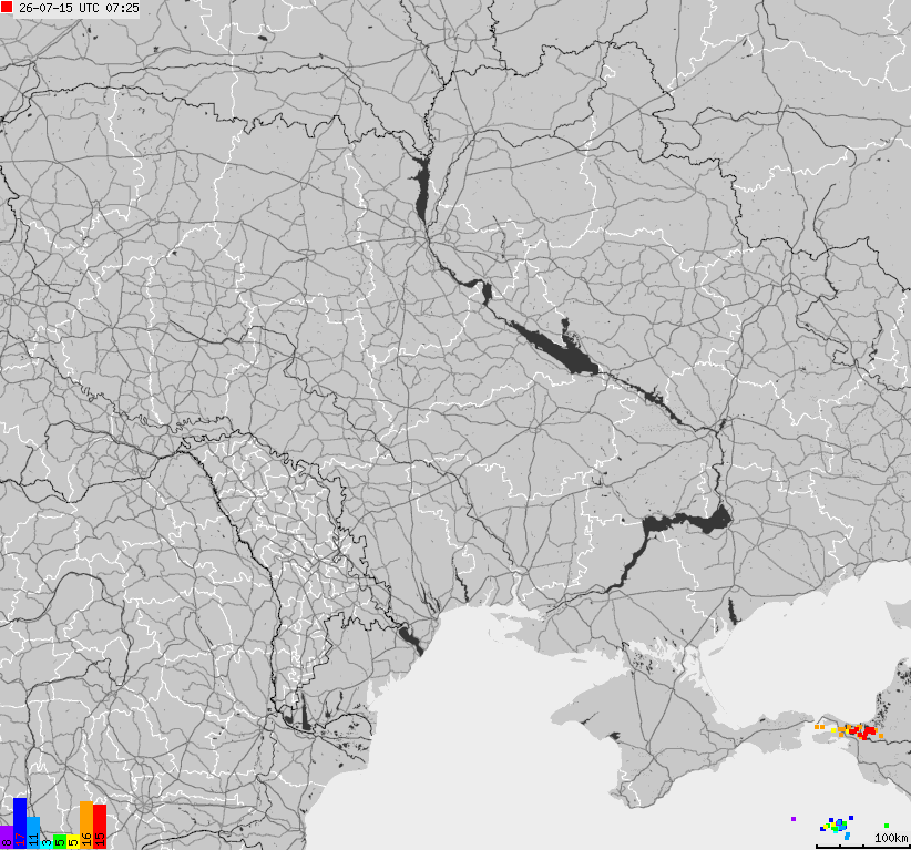Map of lightnings Ukraine