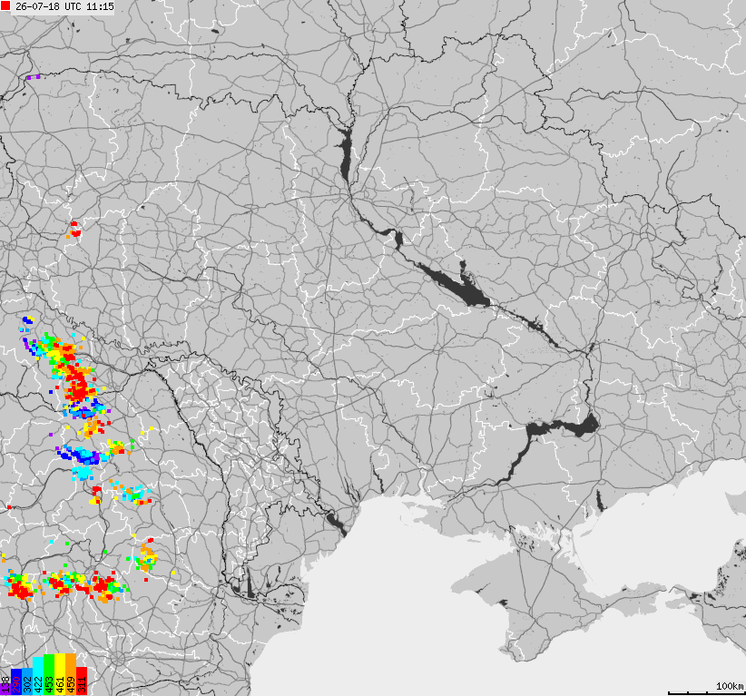 Mapa wyładowań atmosferycznych Ukrainy