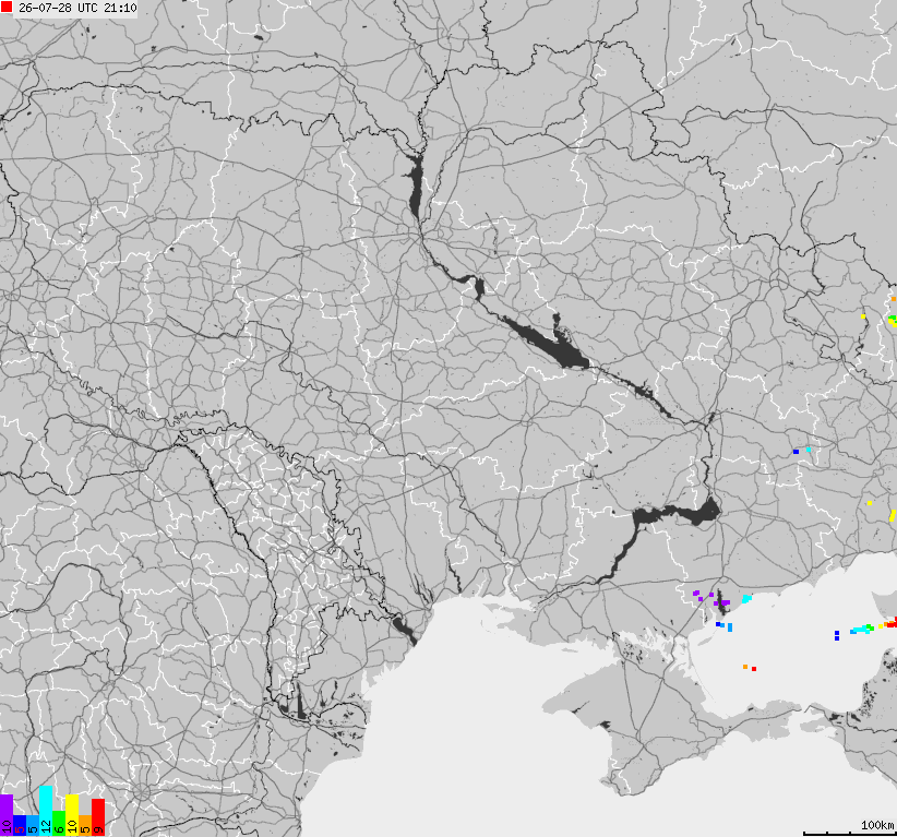 Map of lightnings Ukraine