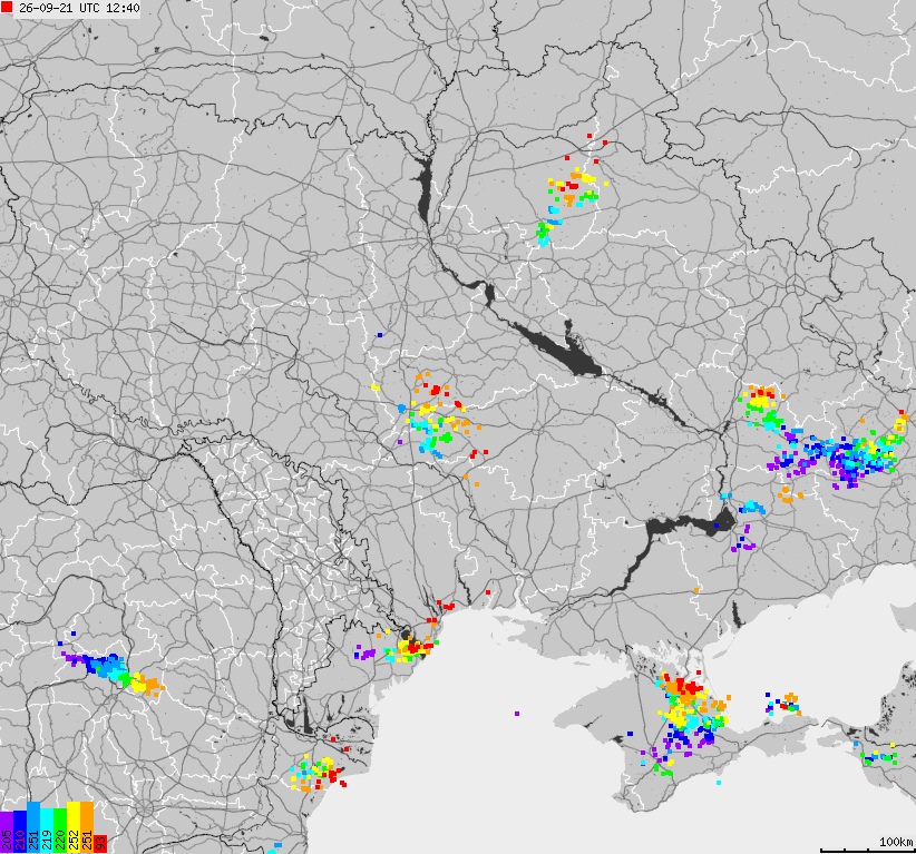 Map of lightnings Ukraine