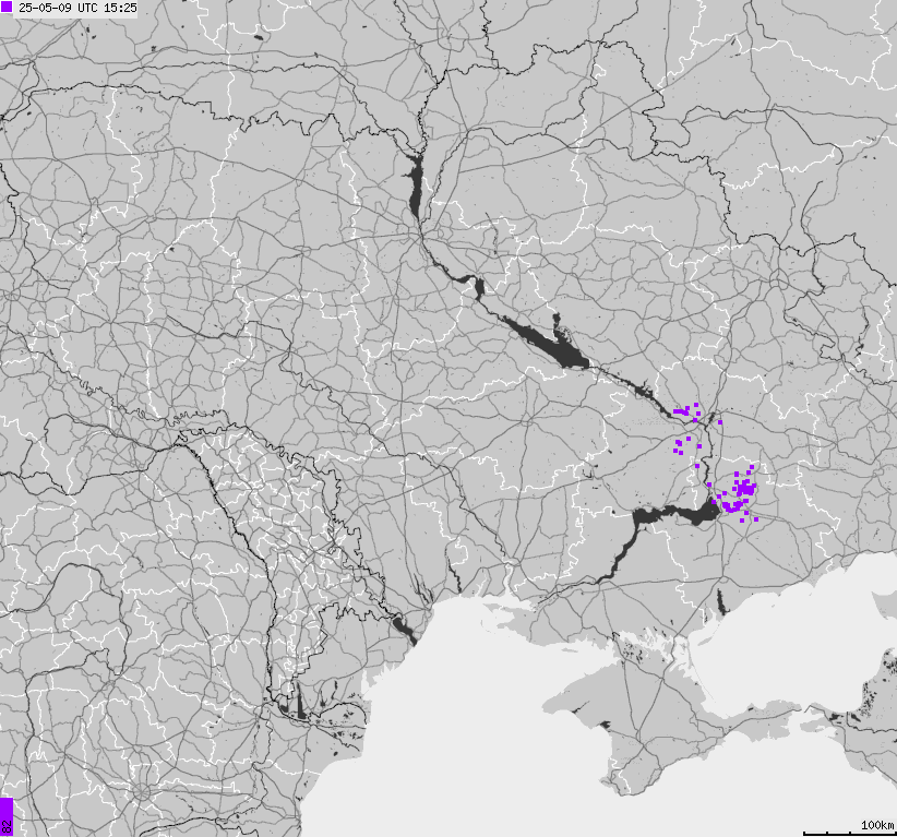 Map of lightnings Ukraine