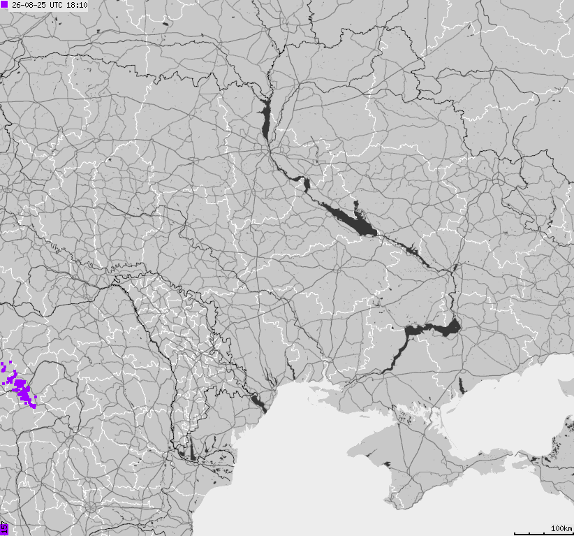 Map of lightnings Ukraine