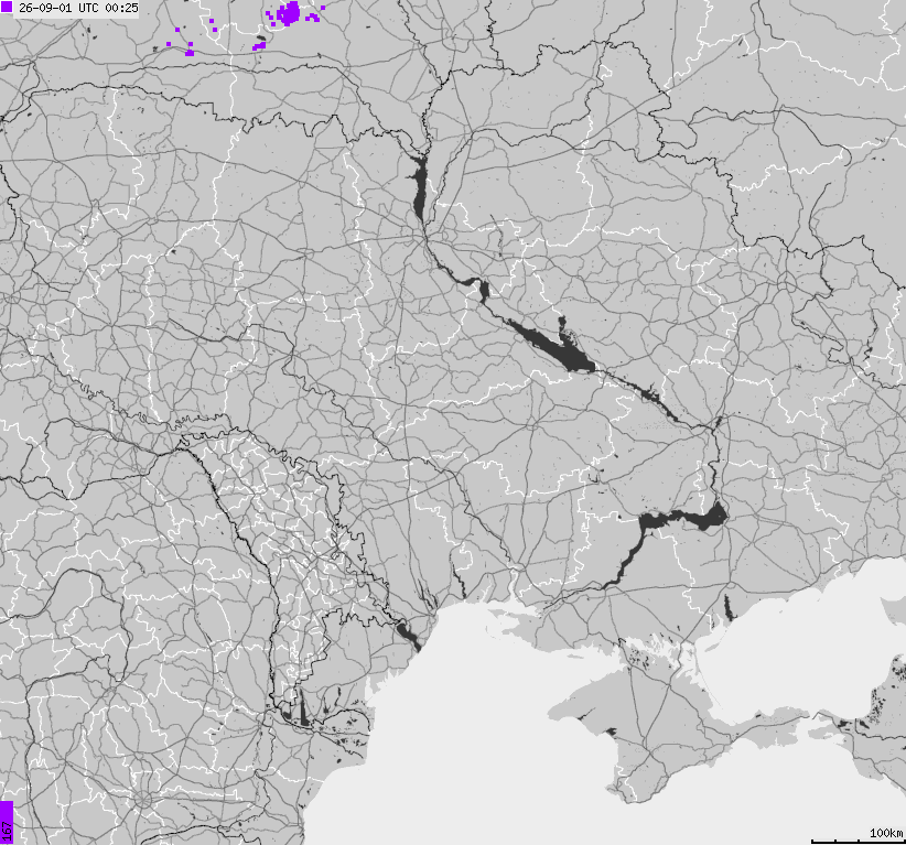 Map of lightnings Ukraine