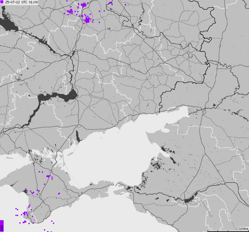 Mapa wyładowań atmosferycznych Ukrainy