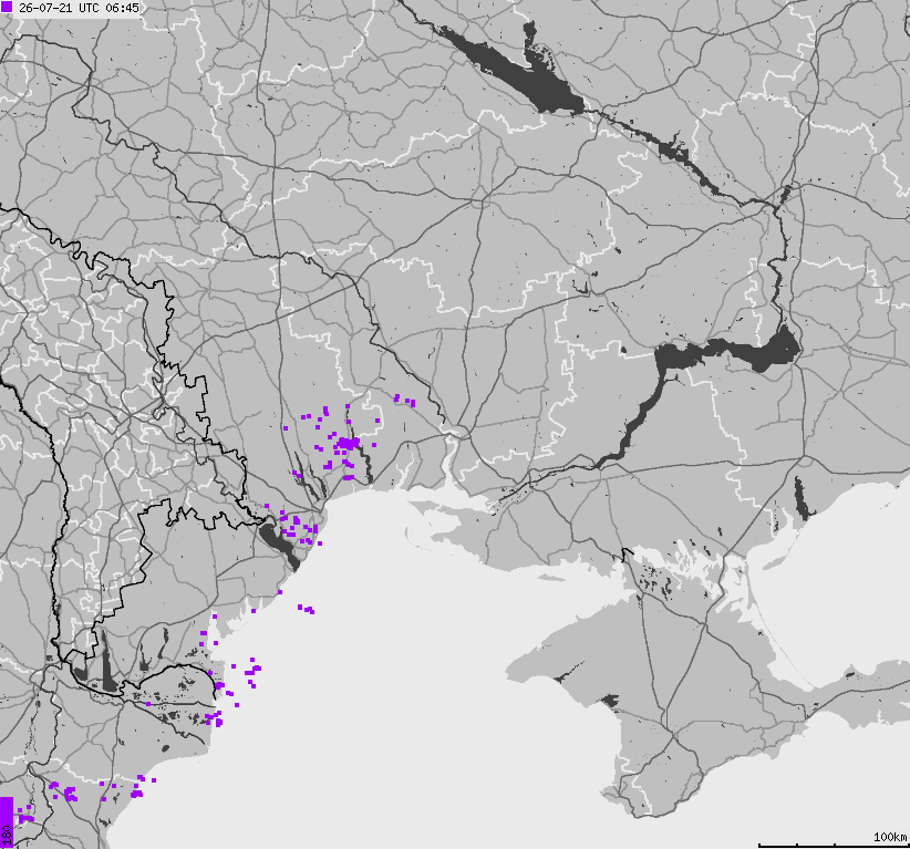 Map of lightnings Ukraine