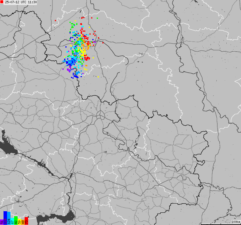 Map of lightnings Ukraine