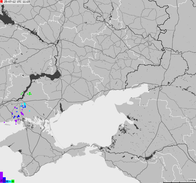 Map of lightnings Ukraine