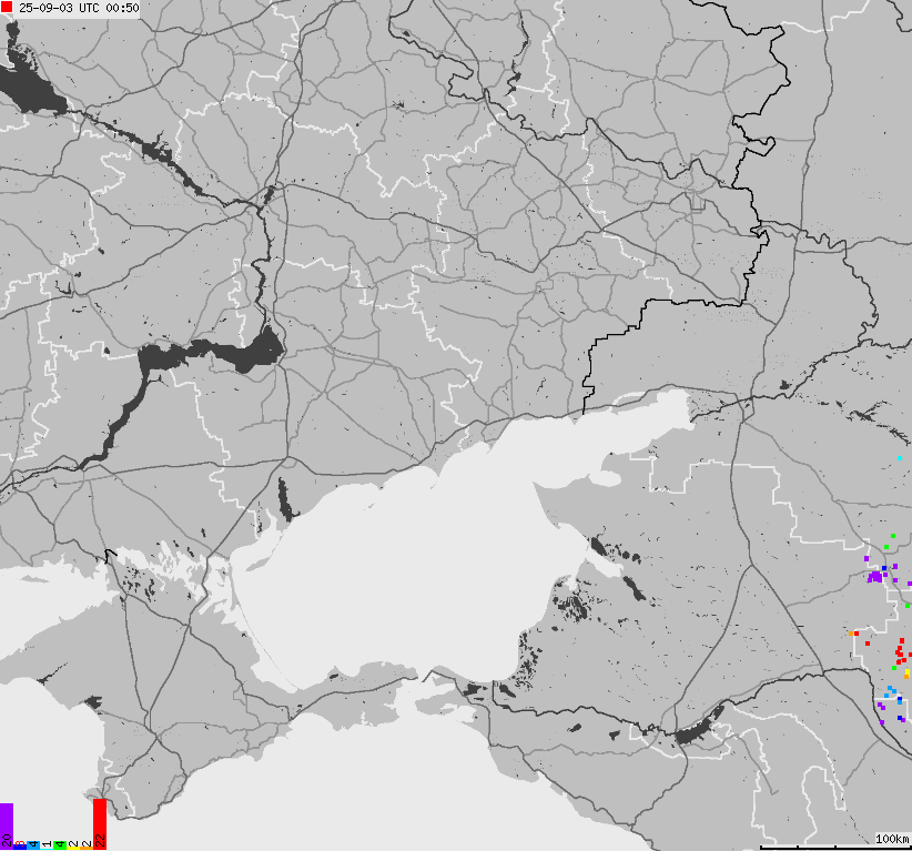 Mapa wyładowań atmosferycznych Ukrainy
