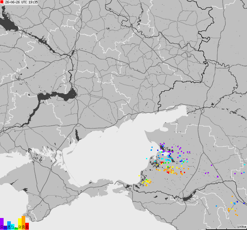 Mapa wyładowań atmosferycznych Ukrainy