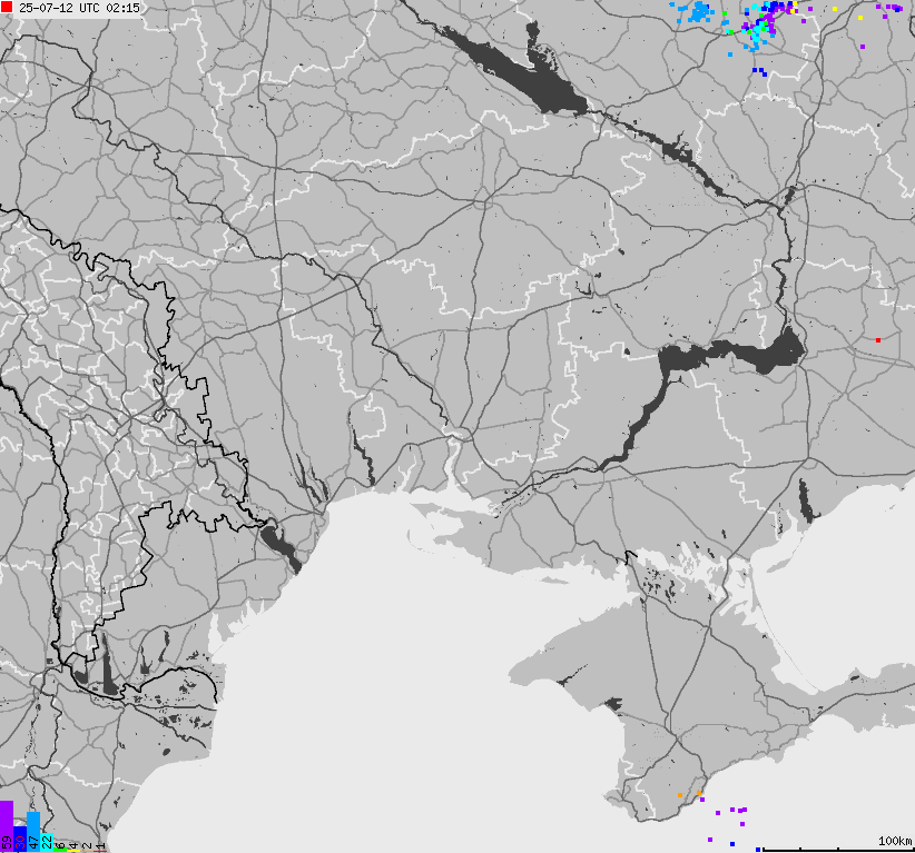 Map of lightnings Ukraine