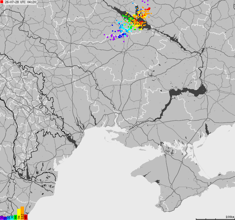 Map of lightnings Ukraine