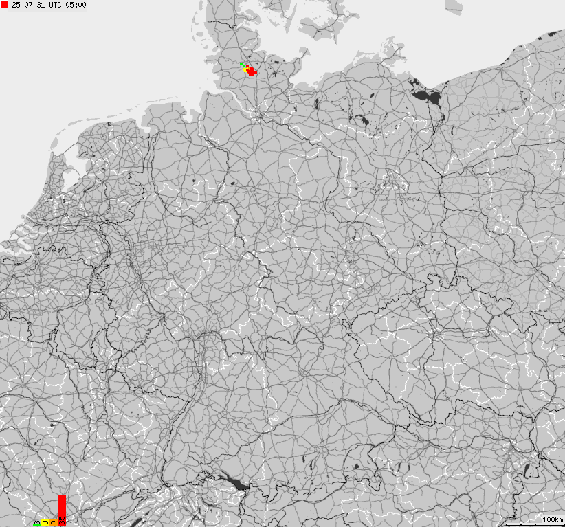 Map of lightnings across German