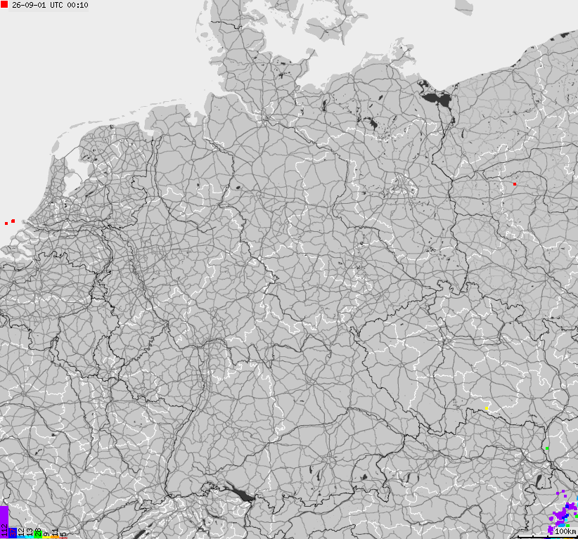 Map of lightnings across German