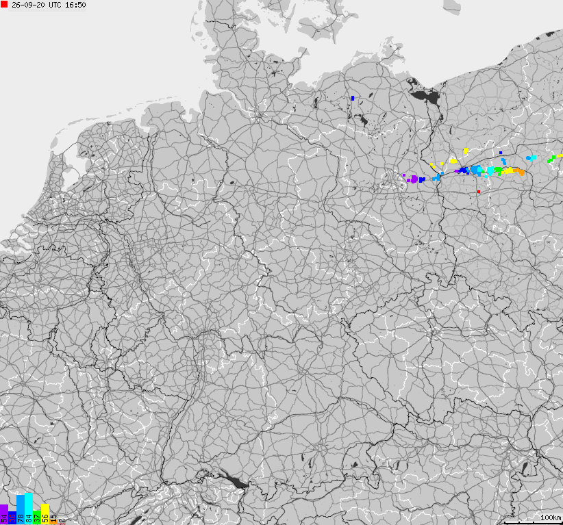 Map of lightnings across German
