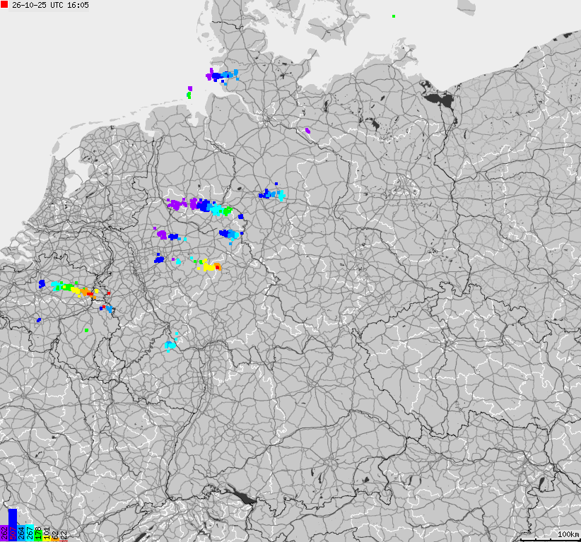 Map of lightnings across German