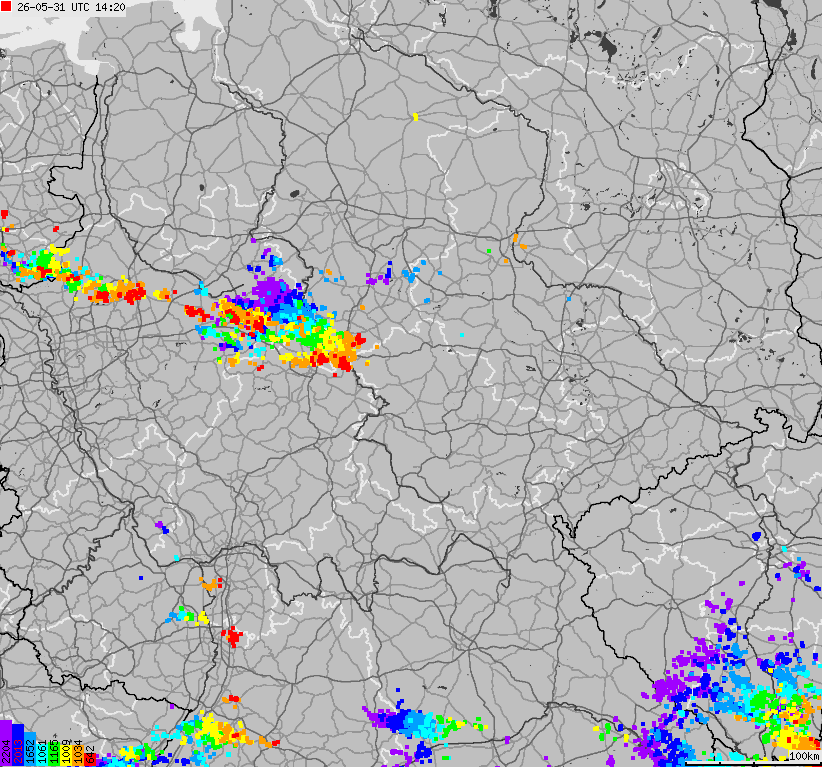 Map of lightnings across German