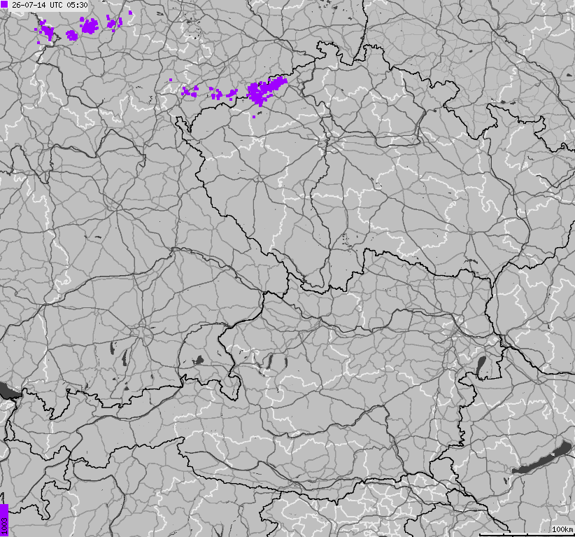 Map of lightnings across German