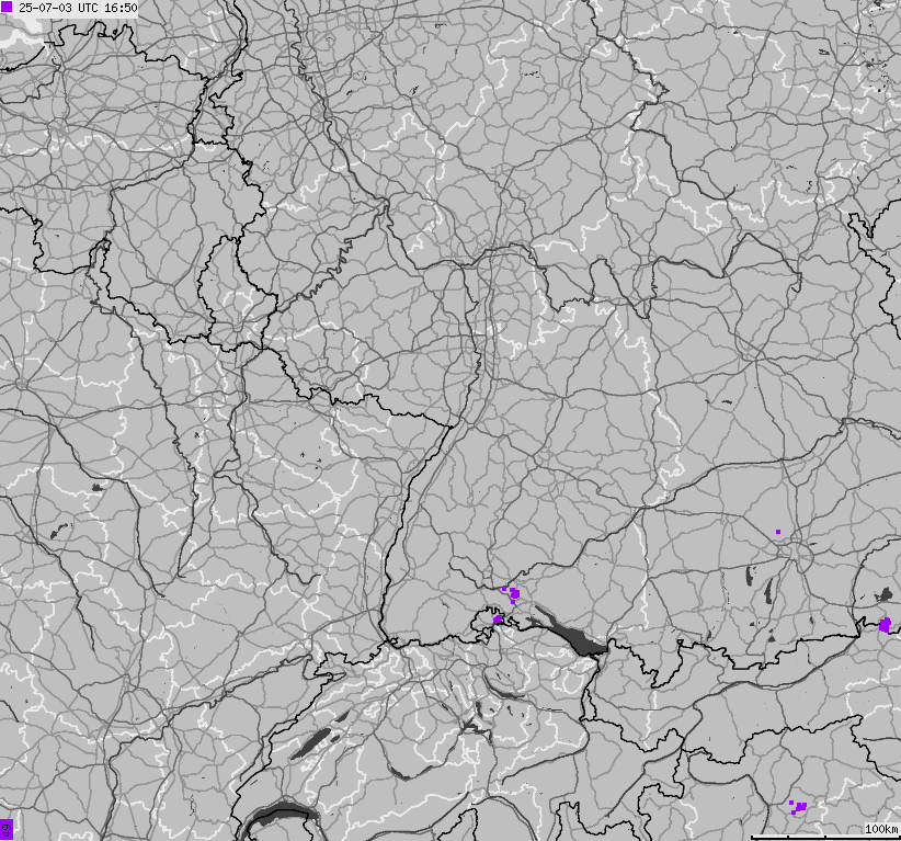 Mapa wyładowań atmosferycznych na obszarze Niemiec