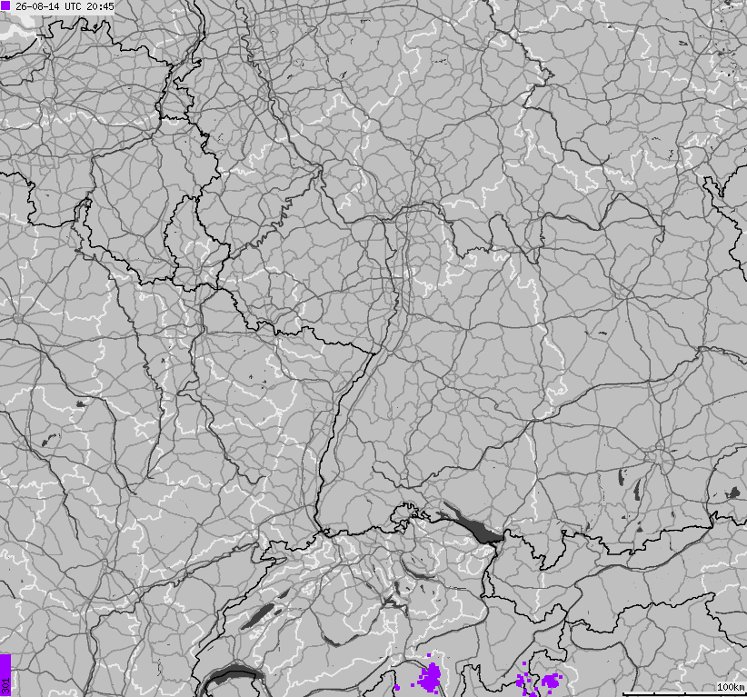 Mapa wyładowań atmosferycznych na obszarze Niemiec