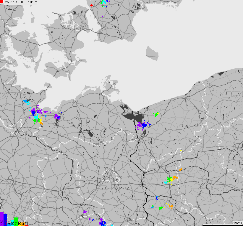 Map of lightnings across German