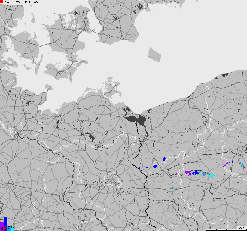 Map of lightnings across German