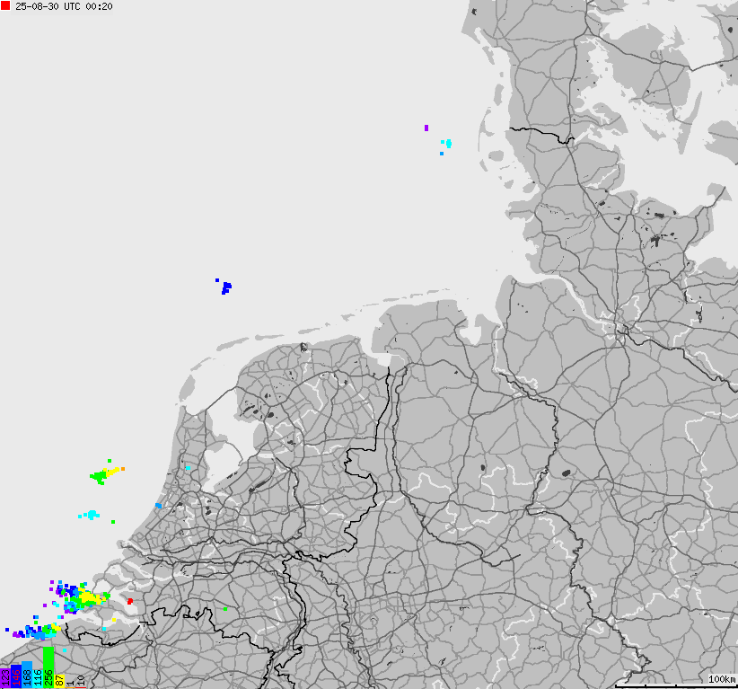 Mapa wyładowań atmosferycznych na obszarze Niemiec