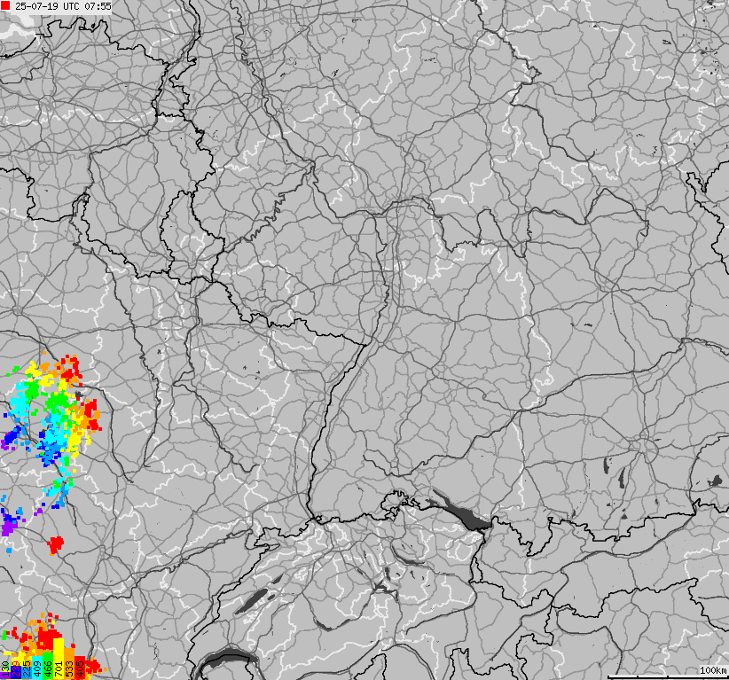 Mapa wyładowań atmosferycznych na obszarze Niemiec