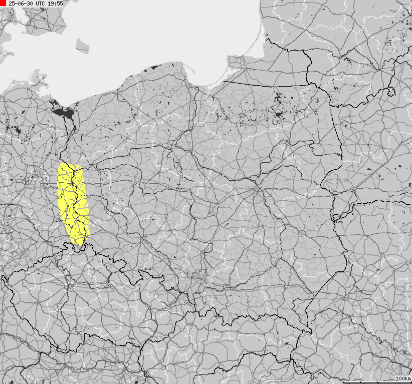 Mapa zagrożeń pogodowych dla obszaru Polski