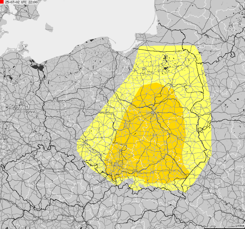Mapa zagrożeń pogodowych dla obszaru Polski