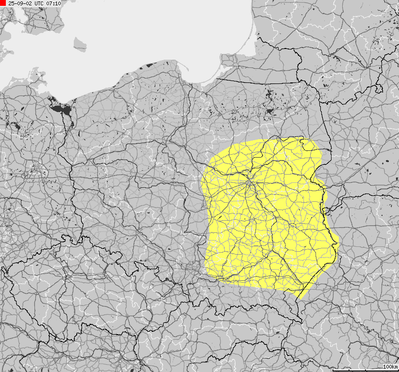 Mapa zagrożeń pogodowych dla obszaru Polski