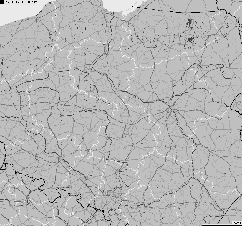 Mapa wyładowań atmosferycznych na obszarze Polski